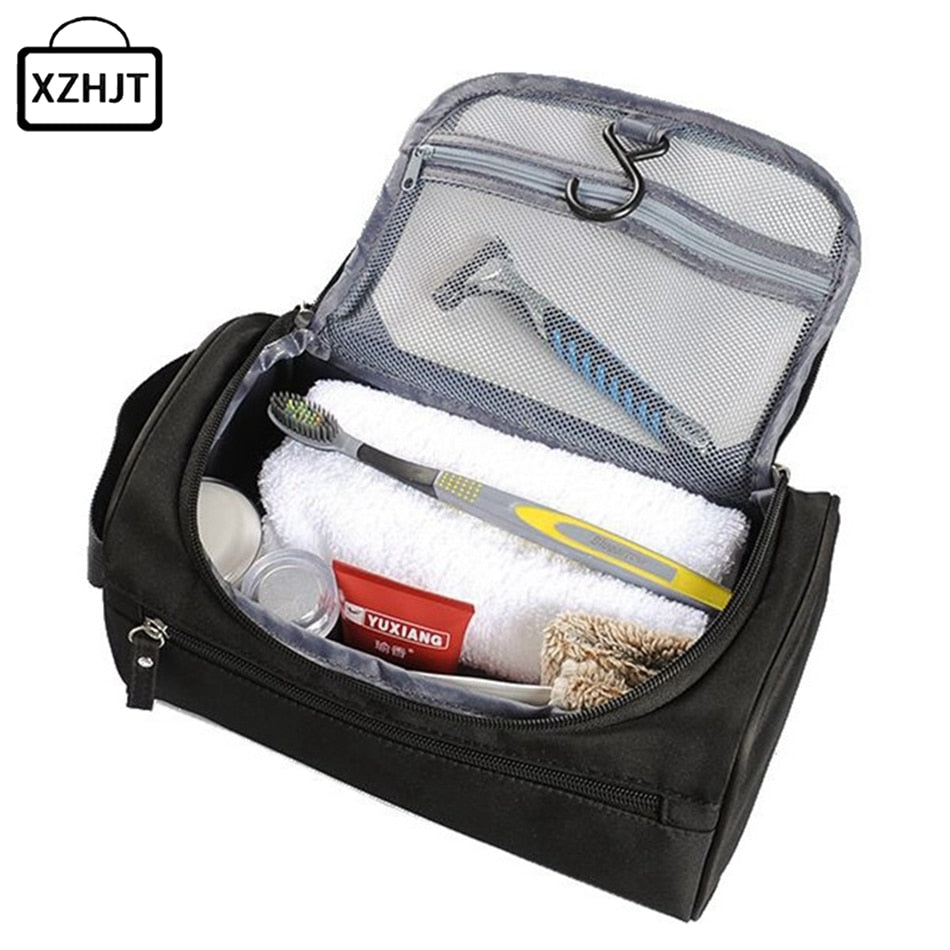 Men Travel Cosmetic Bag Functional Hanging Zipper Makeup Case Necessaries