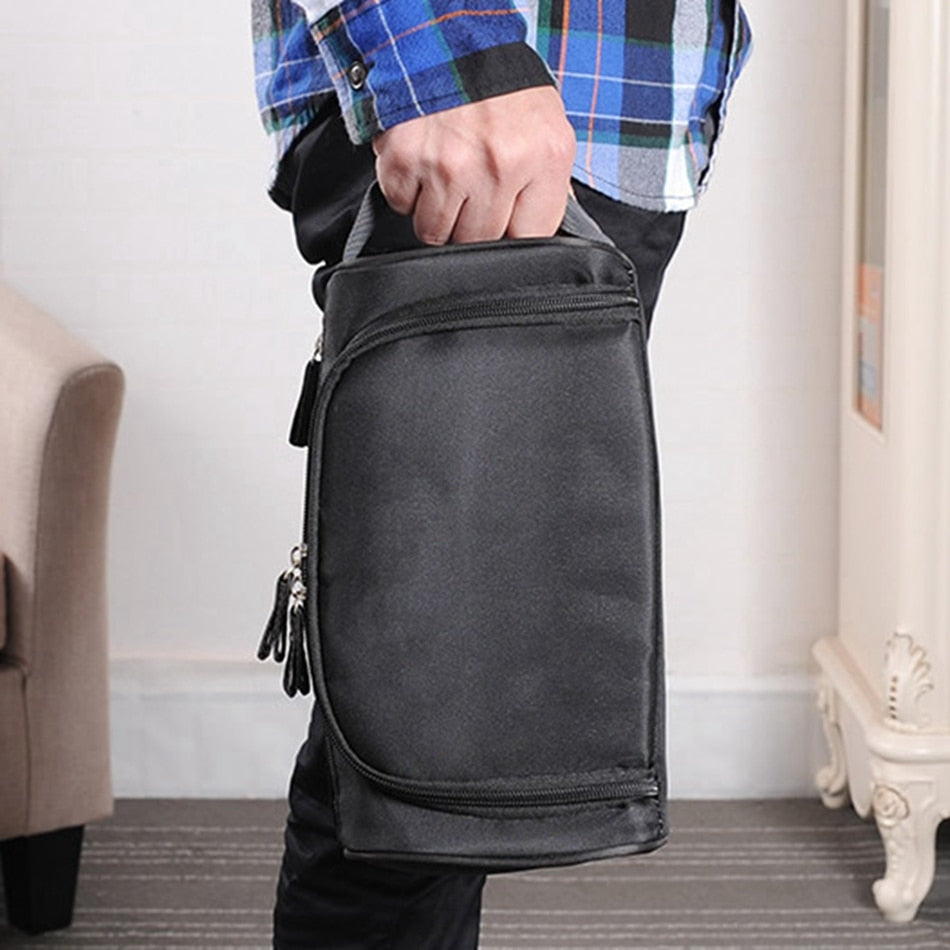 Men Travel Cosmetic Bag Functional Hanging Zipper Makeup Case Necessaries