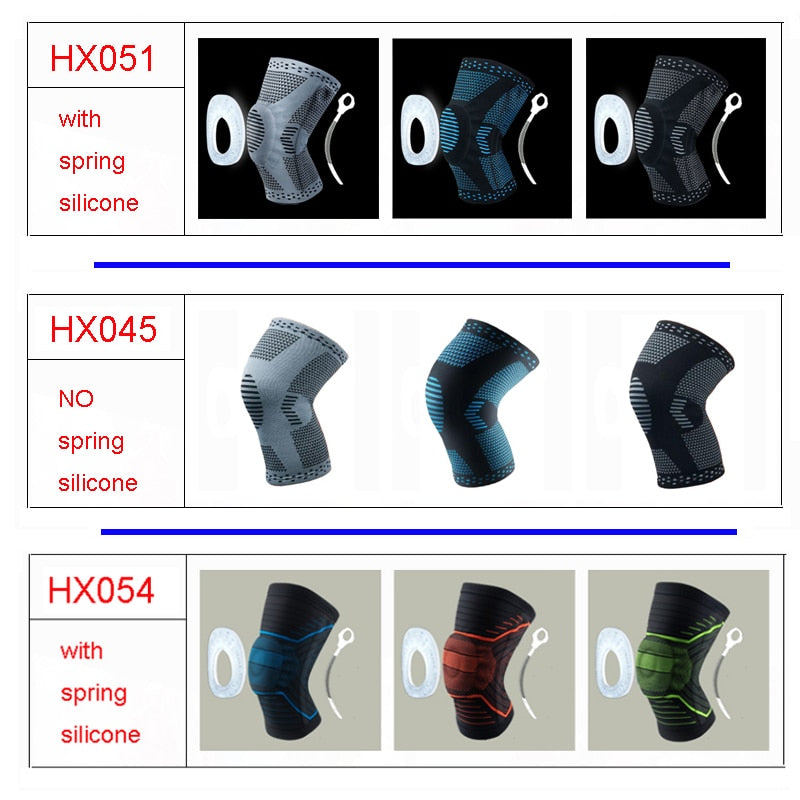 2021 Knee Patella Protector Brace Silicone Spring Knee Pad Basketball Running Compression Knee Sleeve Support Sports Kneepads