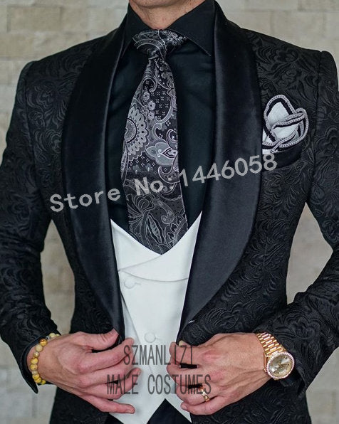 Men's Wedding Suits 2021 Italian Design Custom Made Black Smoking