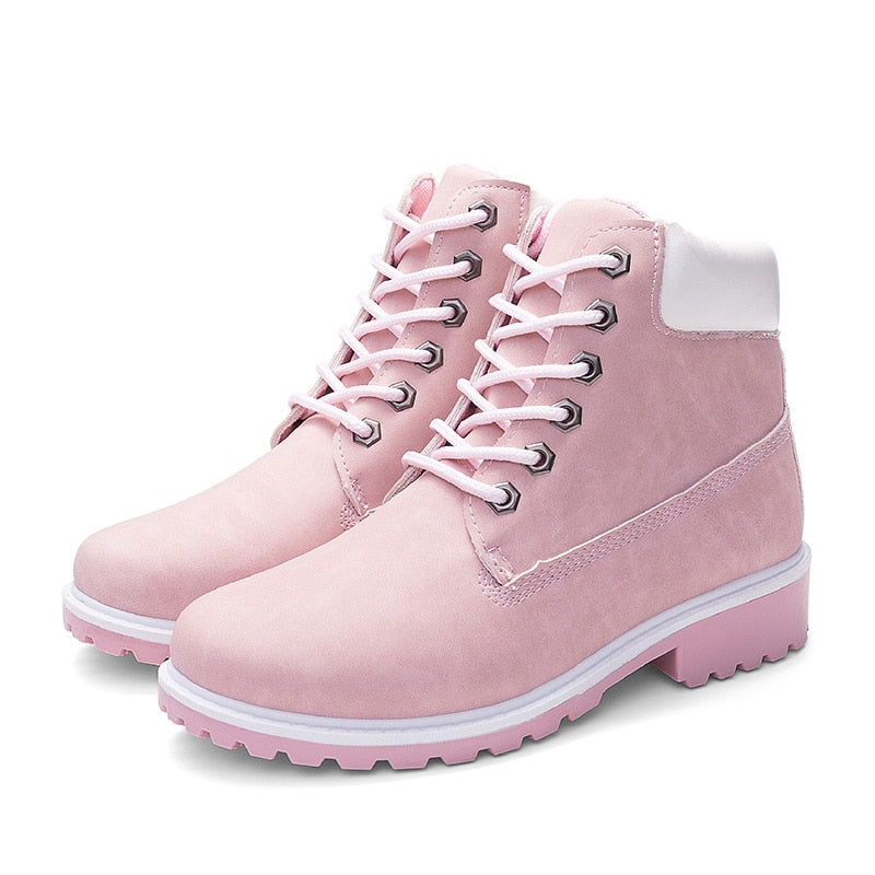 Shoes Women Plush Snow Boot Heel Fashion Keep Warm Women&#39;s Boots Woman Size 36-42 Ankle Botas Pink