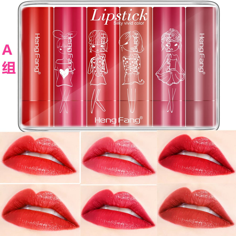 Women Fashion Pumpkin Color Matte Velvet Lipstick Set Moisturizer Sexy Lip