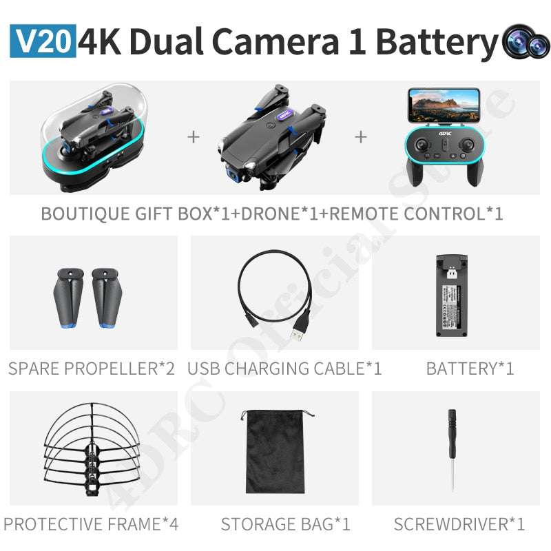 4DRC V20 Drone 4k Profesional HD Dual Camera fpv Drone Height Keep Drones Photography Rc Helicopter Foldable Quadcopter Dron Toy