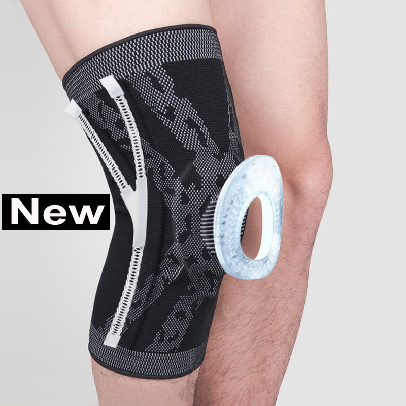 2021 Knee Patella Protector Brace Silicone Spring Knee Pad Basketball Running Compression Knee Sleeve Support Sports Kneepads