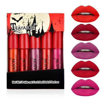 Women Fashion Pumpkin Color Matte Velvet Lipstick Set Moisturizer Sexy Lip