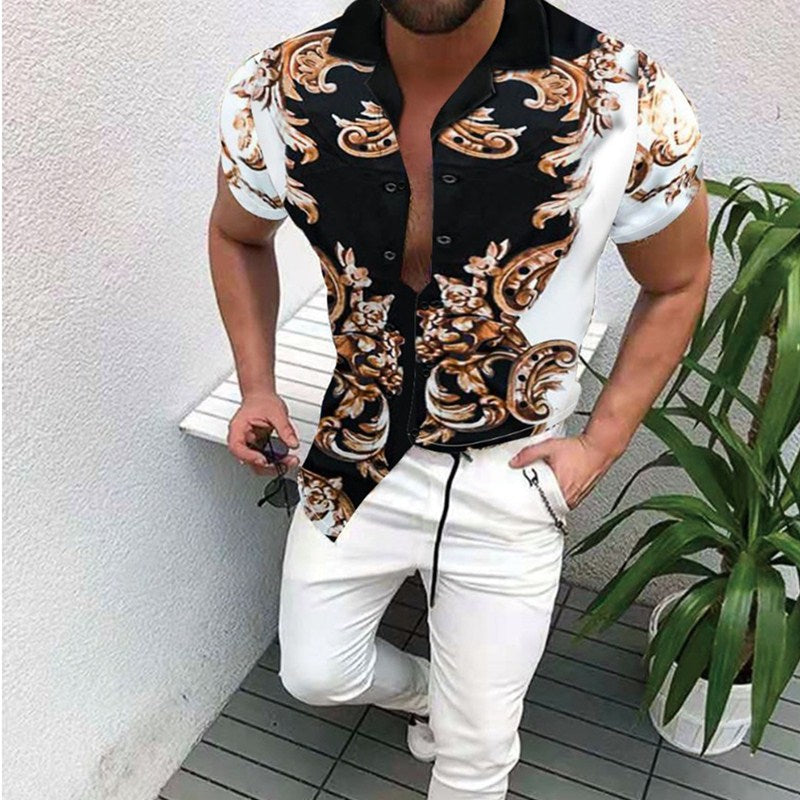 Summer Men&#39;s Printed Hawaii Casual Shirts 2021