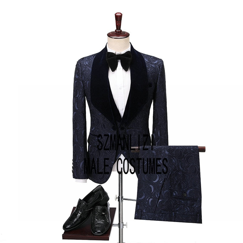 Men's Wedding Suits 2021 Italian Design Custom Made Black Smoking