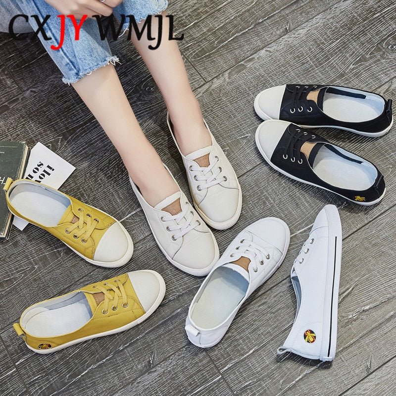 Summer Genuine Leather Casual Shoes Women Flats White Sneakers