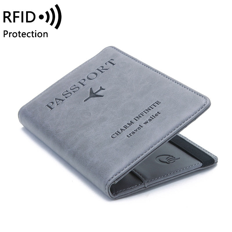 Women Men RFID Vintage Business Passport Covers Holder Multi-Function ID Bank Card