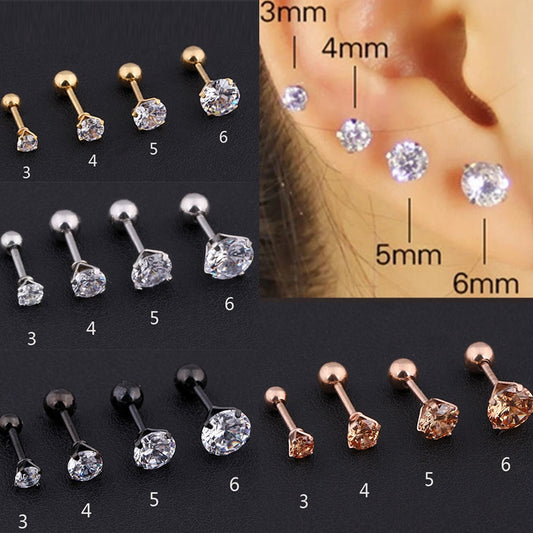 Medical Stainless steel Crystal Zircon Ear Studs Earrings For Women