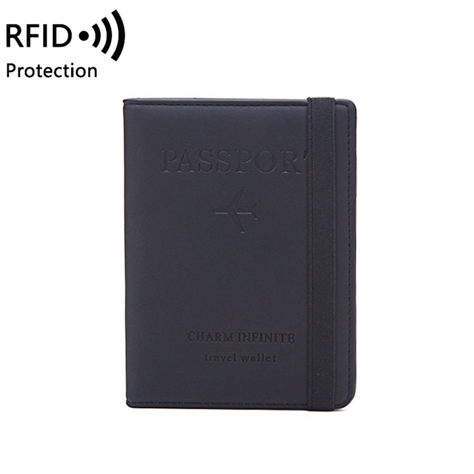 Women Men RFID Vintage Business Passport Covers Holder Multi-Function ID Bank Card