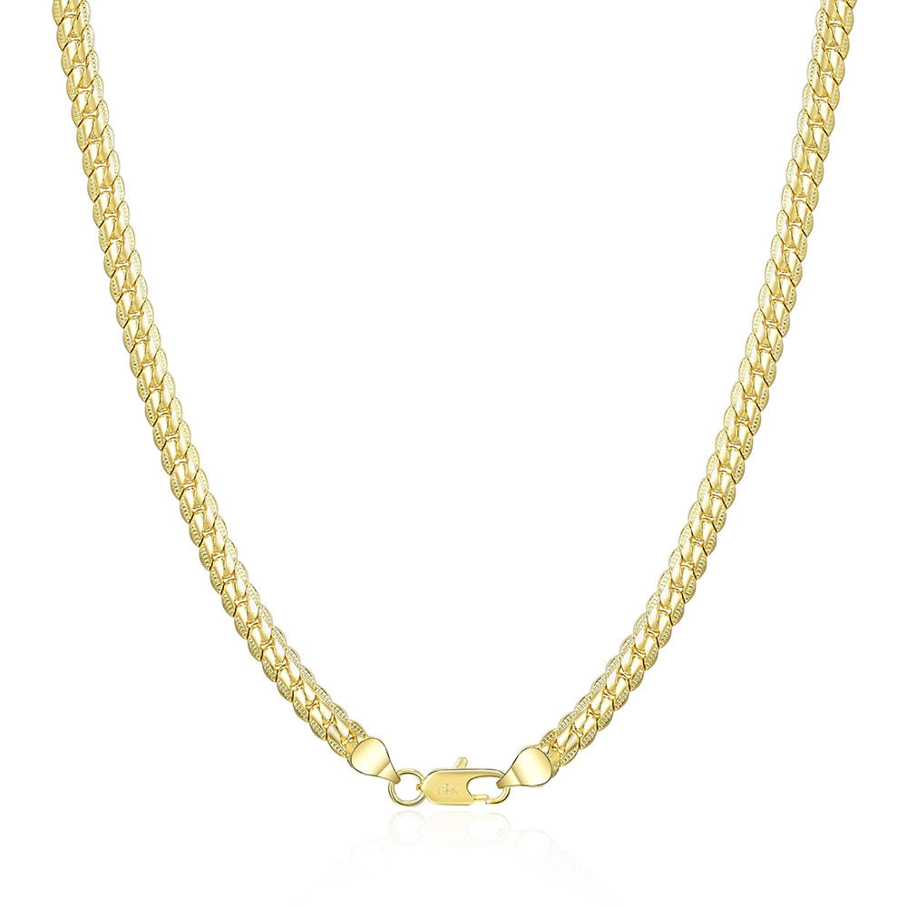 DOTEFFIL 925 Sterling Silver 18/20/24 Inch 18k Gold 6mm Full Sideways Chain Necklace For Women