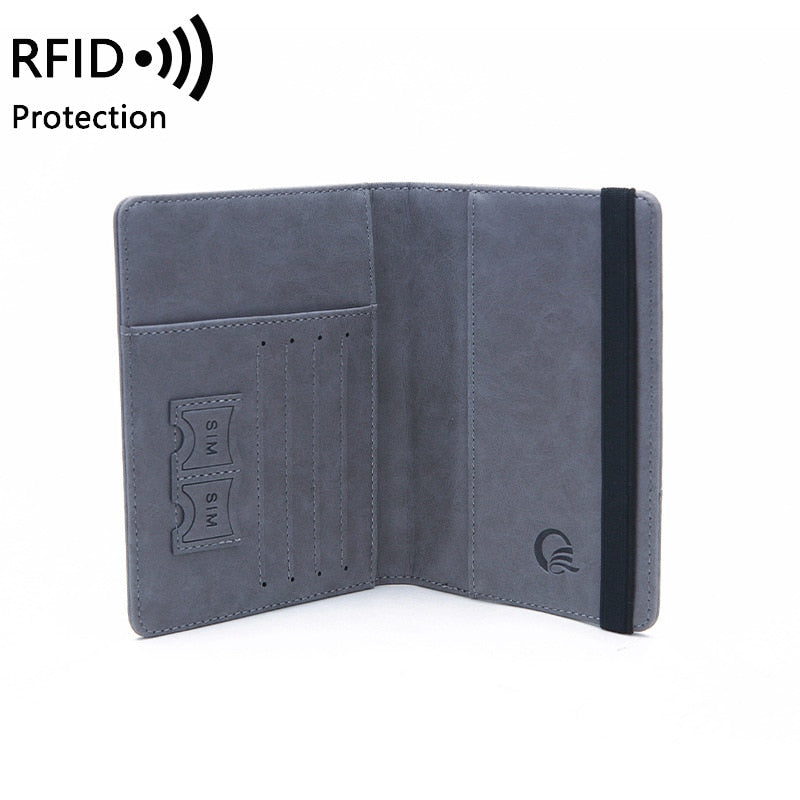 Women Men RFID Vintage Business Passport Covers Holder Multi-Function ID Bank Card