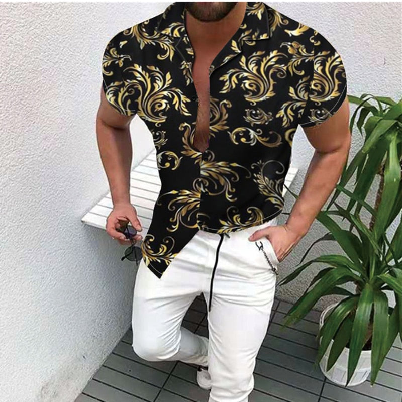 Summer Men&#39;s Printed Hawaii Casual Shirts 2021