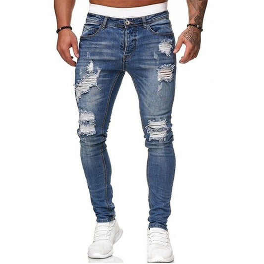 Fashion trend Men&#39;s Sexy Hole Jeans Pants Casual Autumn Male