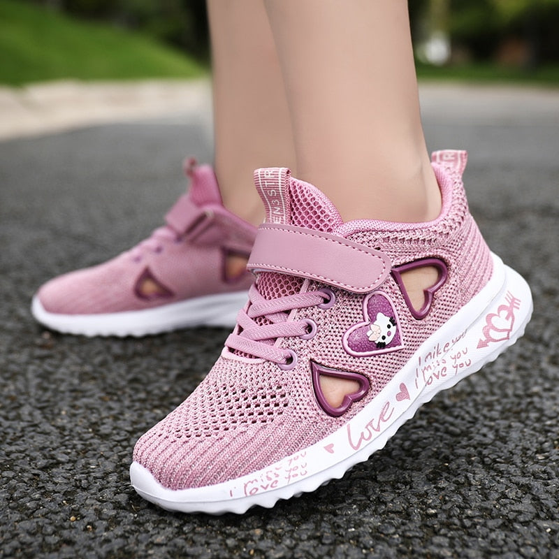 Girls’ Casual Light Mesh Sneakers – Breathable Kids Summer Shoes