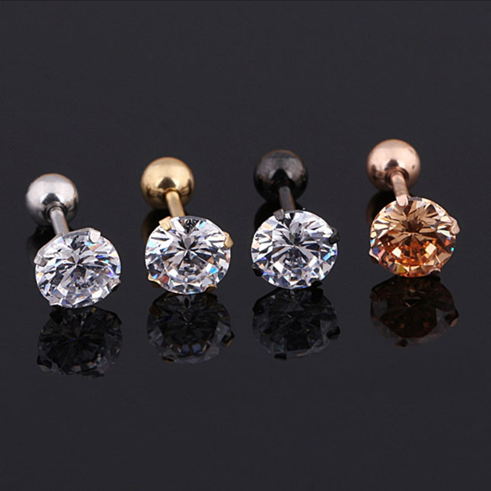 Medical Stainless steel Crystal Zircon Ear Studs Earrings For Women