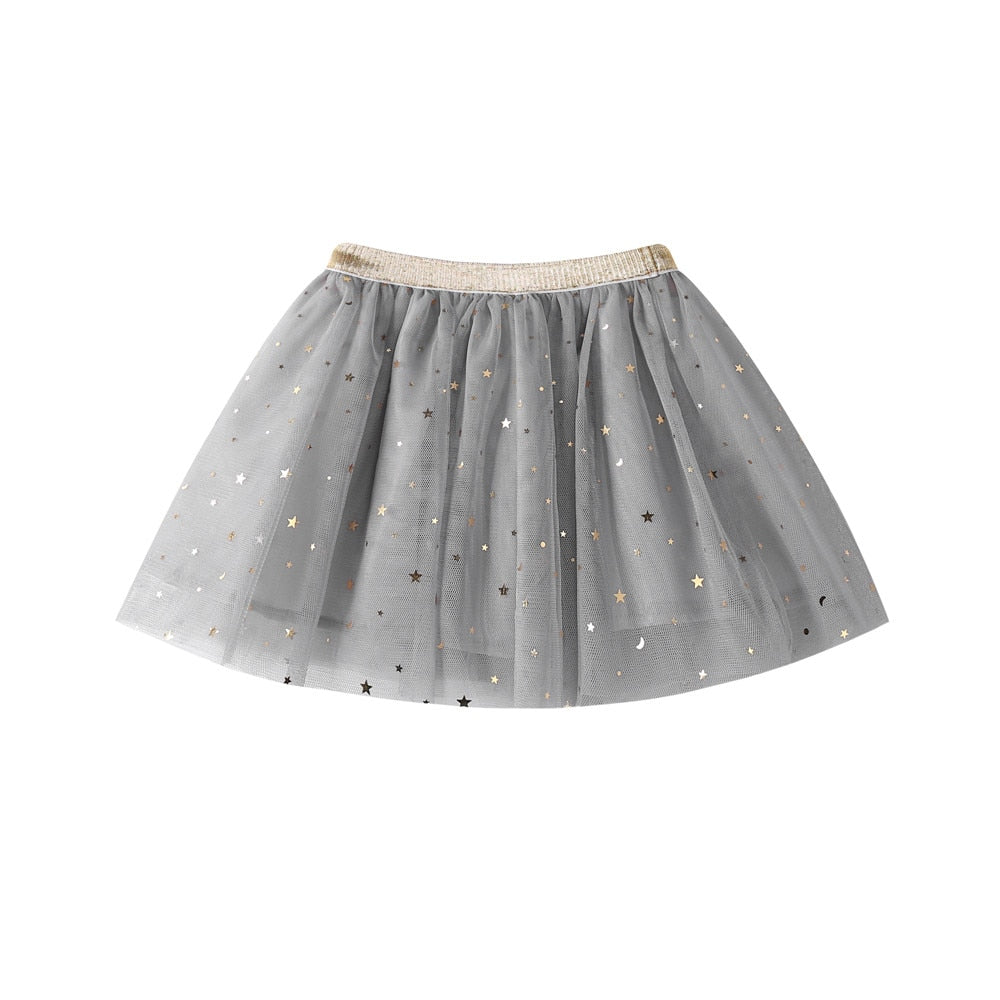 Fashion Kids Mesh Miniskirts Girls Princess Stars Glitter Dance Ballet Tutu Brand