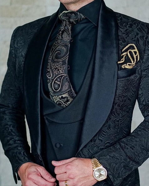 Men's Wedding Suits 2021 Italian Design Custom Made Black Smoking