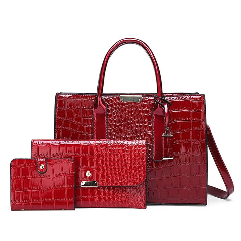 Luxury Designer Handbag Women Crocodile Pattern Leather Handbag Large Capacity