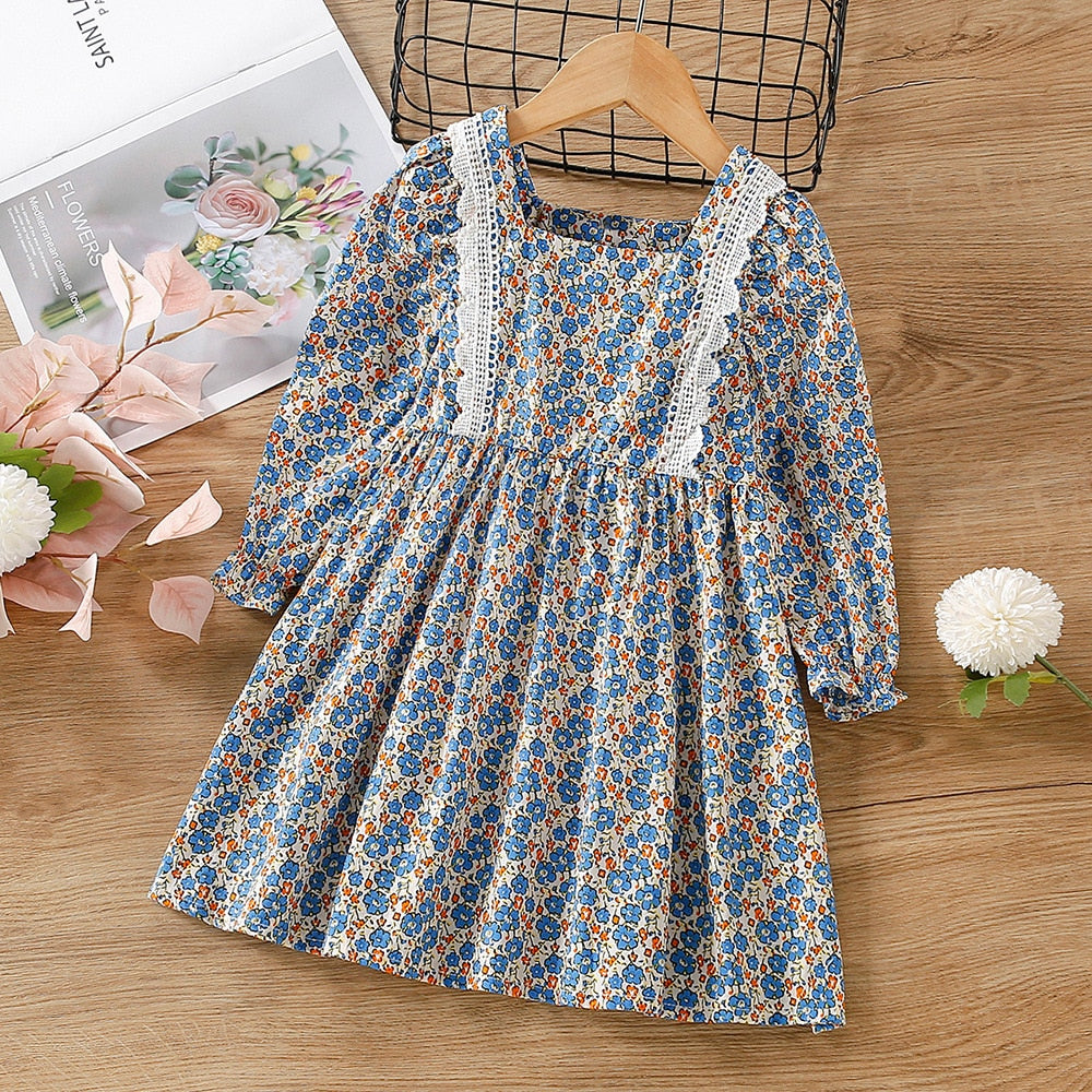 Girls Plaid Patched Pockets Irregular Dress Spring Autumn Toddler Kid Long Sleeve Casual A-line Princess Dress Children Clothing