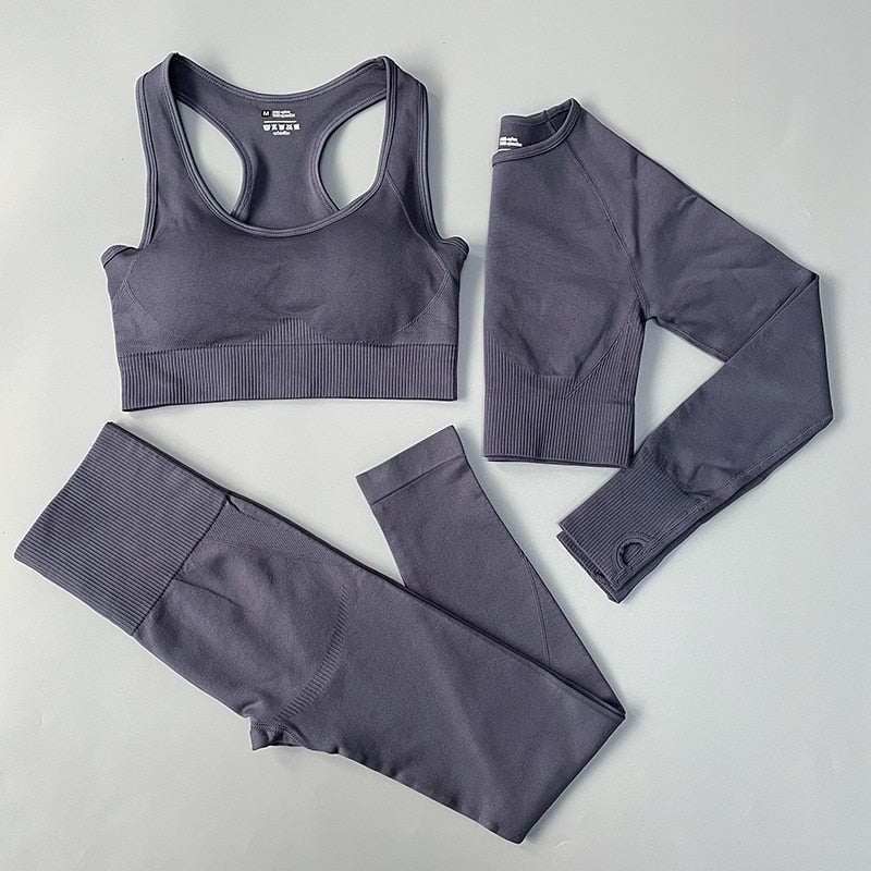 2/3/4PCS Seamless Women’s Yoga Set – Workout Sportswear Gym Clothes Fitness Outfit