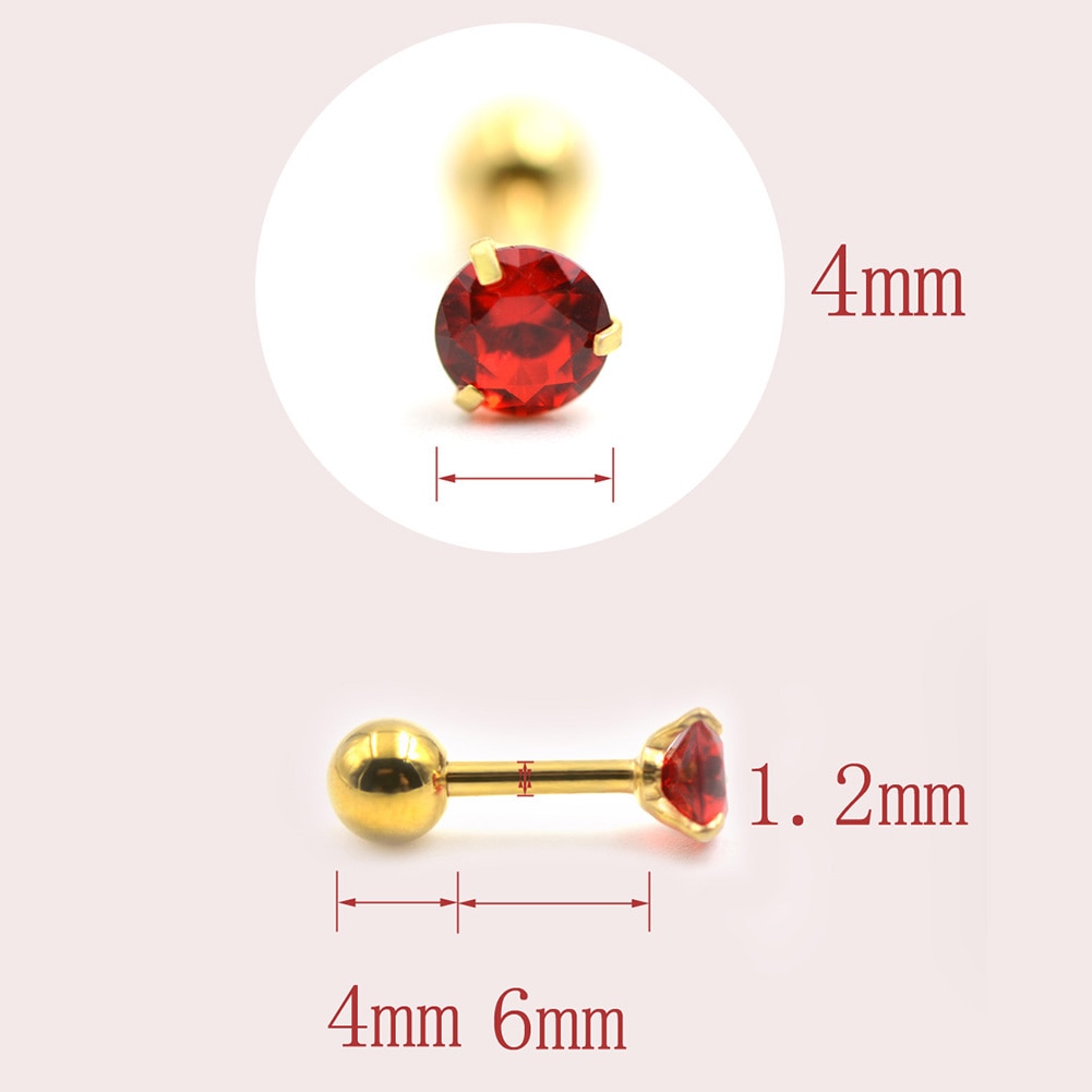 Medical Stainless steel Crystal Zircon Ear Studs Earrings For Women