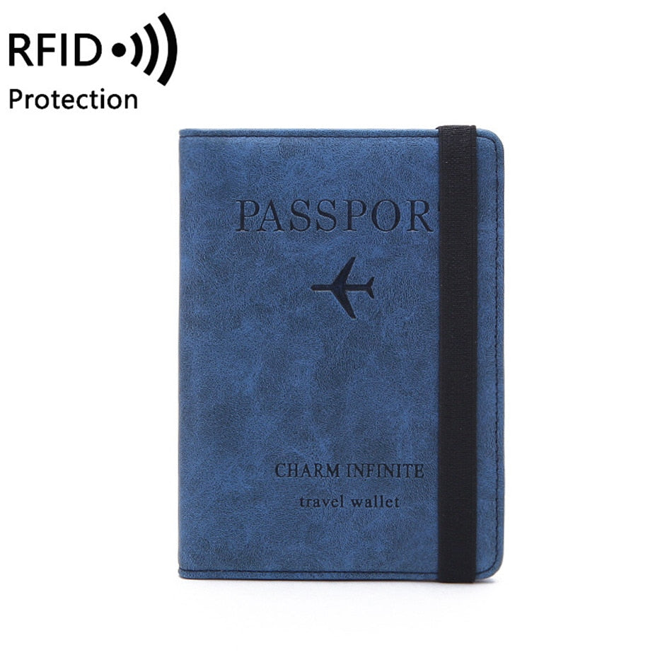 Women Men RFID Vintage Business Passport Covers Holder Multi-Function ID Bank Card