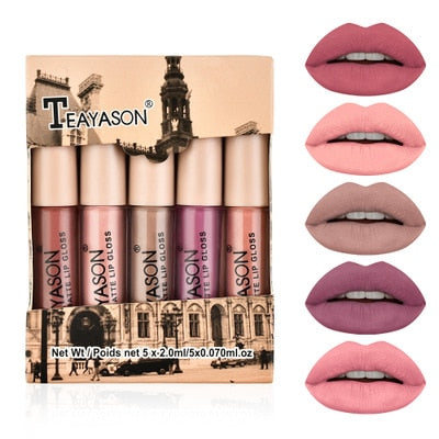 Women Fashion Pumpkin Color Matte Velvet Lipstick Set Moisturizer Sexy Lip