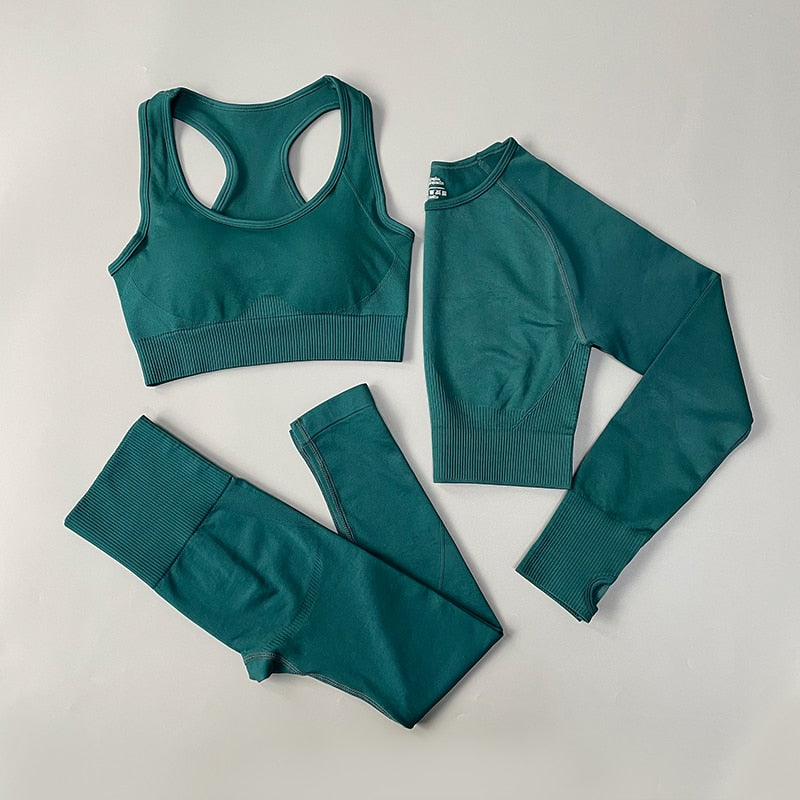 2/3/4PCS Seamless Women’s Yoga Set – Workout Sportswear Gym Clothes Fitness Outfit