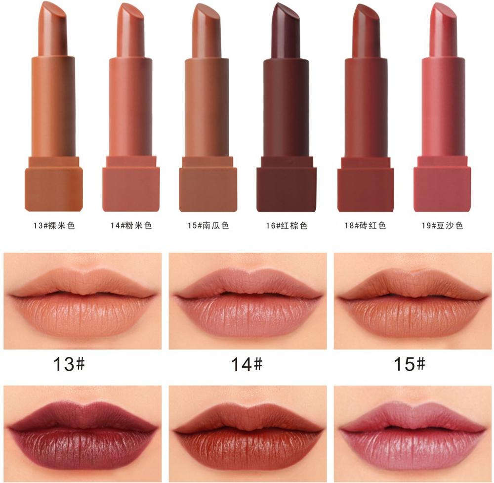 Women Fashion Pumpkin Color Matte Velvet Lipstick Set Moisturizer Sexy Lip