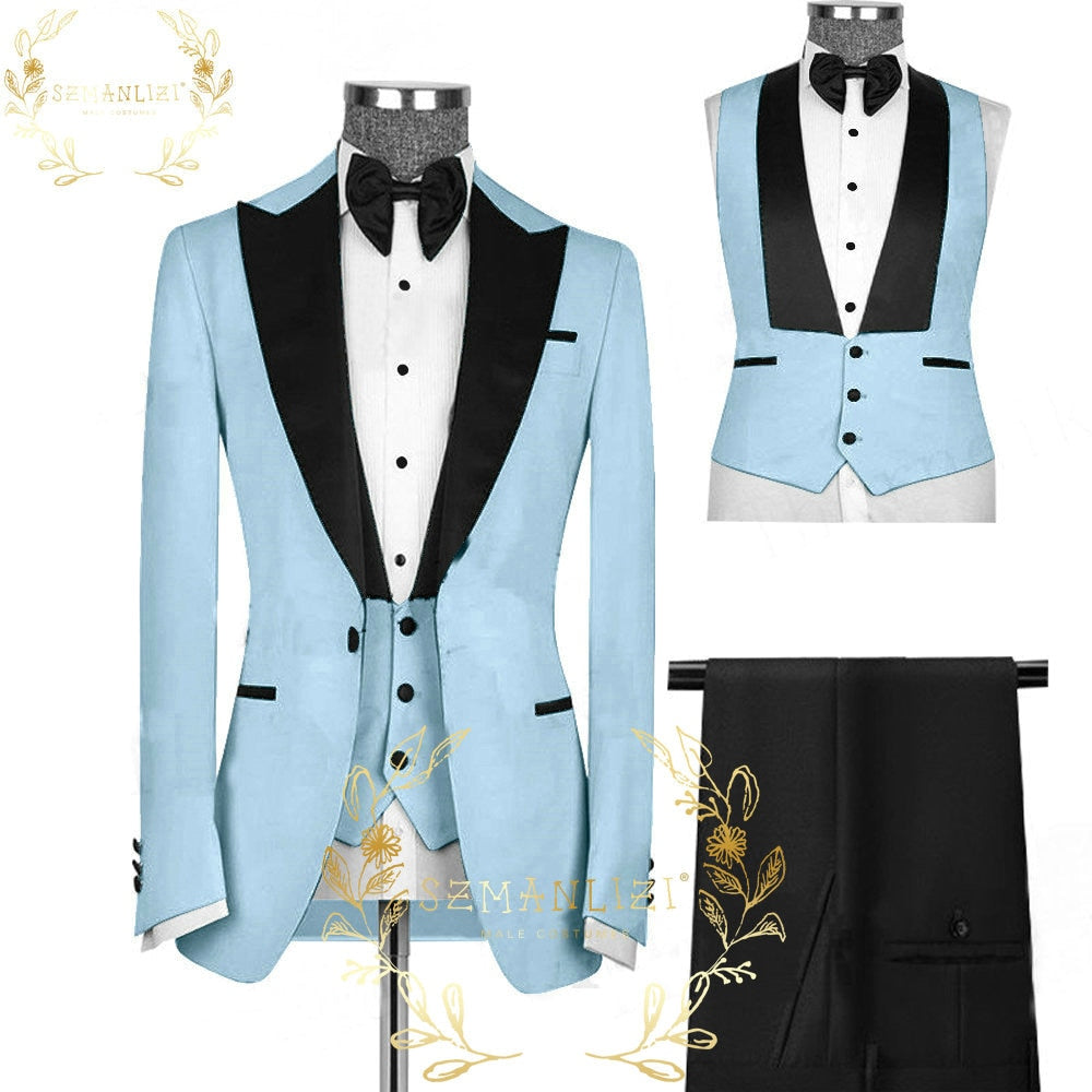 Men's Wedding Suits 2021 Italian Design Custom Made Black Smoking