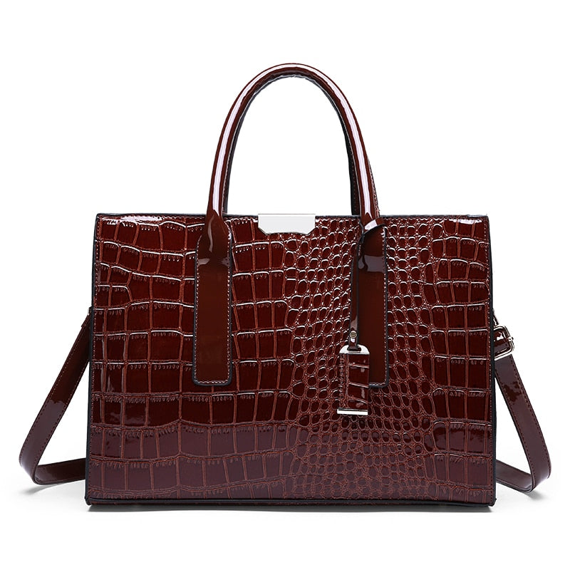 Luxury Designer Handbag Women Crocodile Pattern Leather Handbag Large Capacity