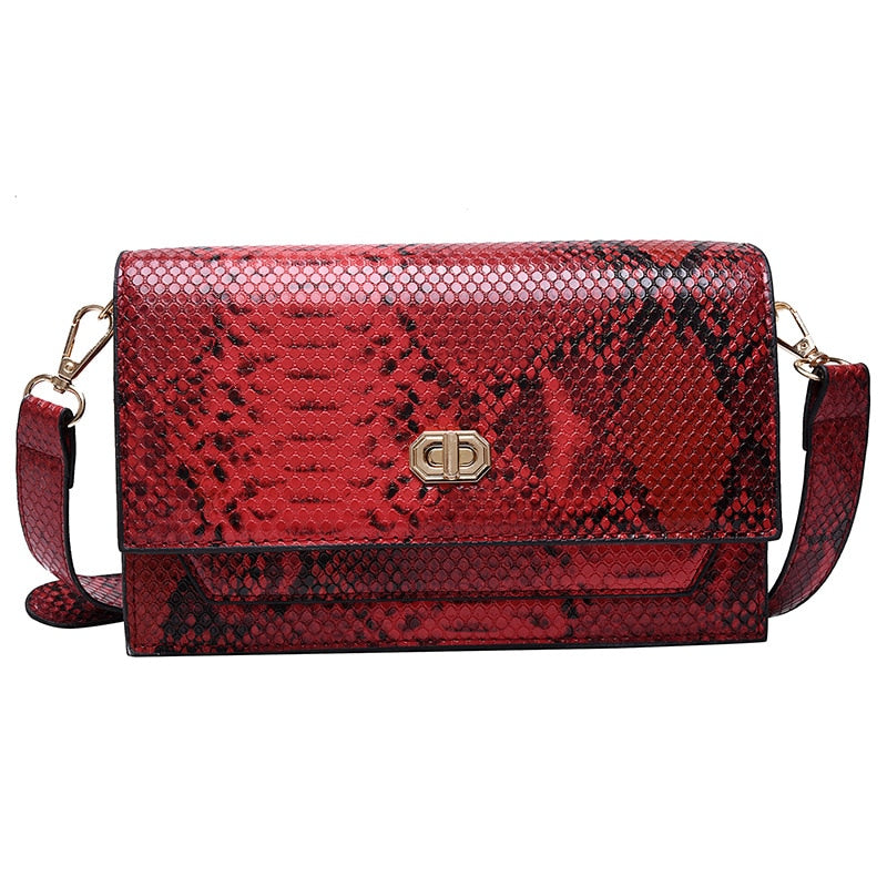 Snake Pattern women flap bags PU Leather ladies Handbag Luxury Designer