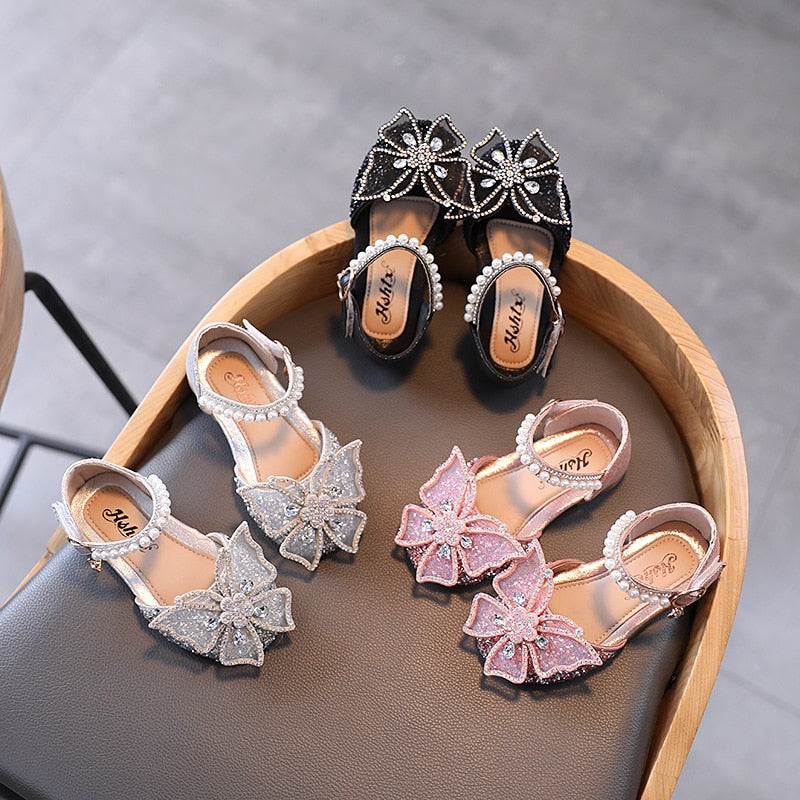 Summer Girls Sandals Fashion Sequins Rhinestone Bow Girls