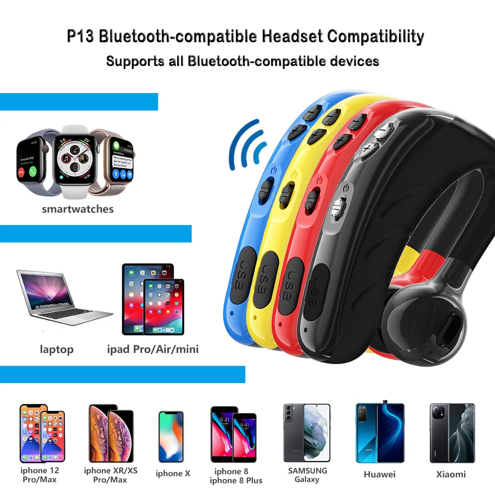 P13 Wireless Bluetooth-Compatible V5.1 Headset Quality Sports Headphones