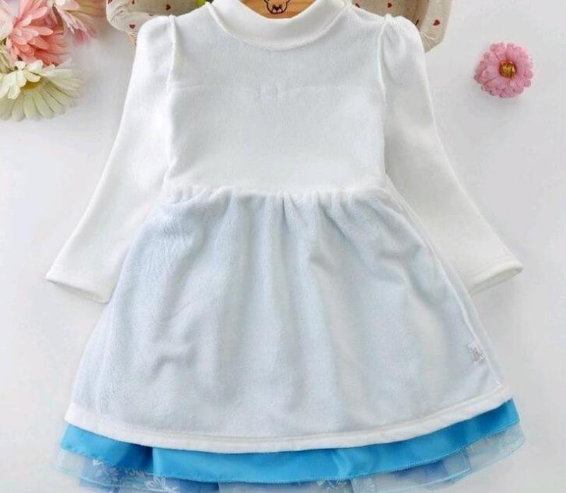 Winter Fleece Kids Dresses for Girls Vestidos Fashion Frozen