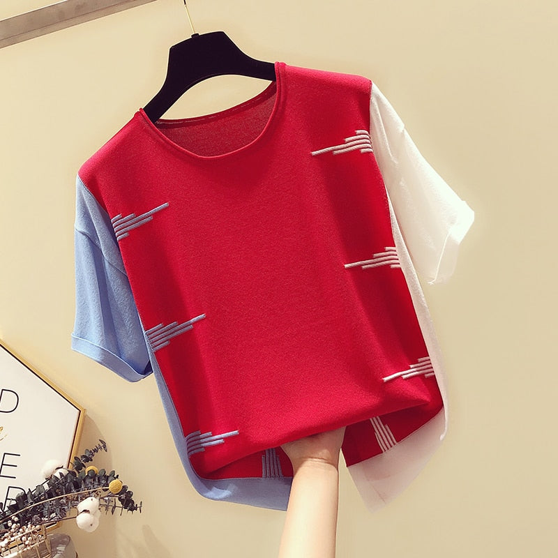 Casual Slim Women Tops Nice Short Sleeve Ladies Shirt Korean Blouse Women