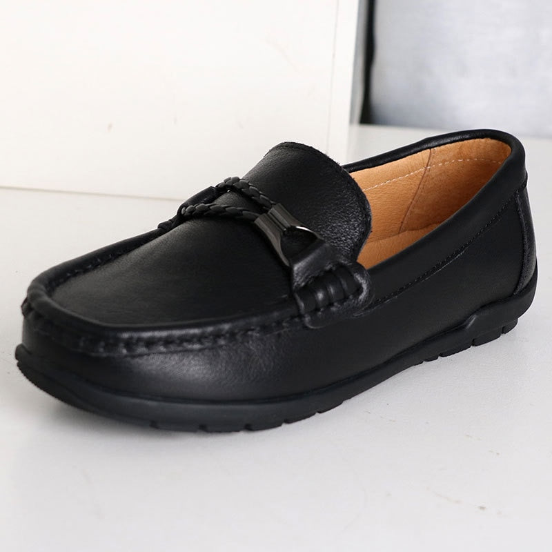 New Children Leather Shoes Boys Genuine Leather British Style Loafers Student