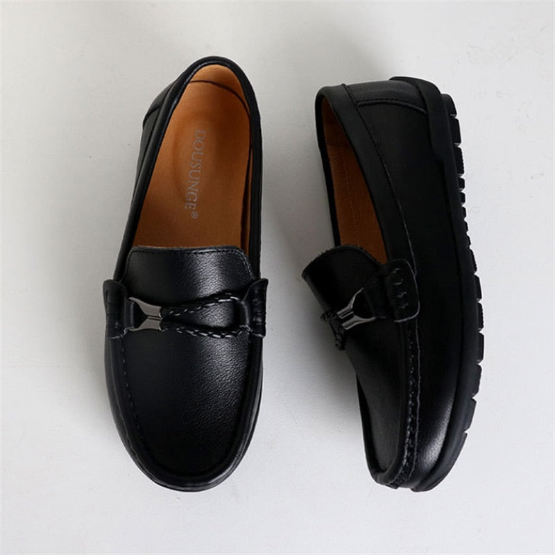 New Children Leather Shoes Boys Genuine Leather British Style Loafers Student