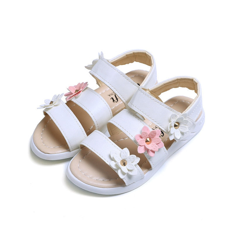 Girls Sandals Gladiator Flowers Sweet Soft Children Beach Shoes Kids