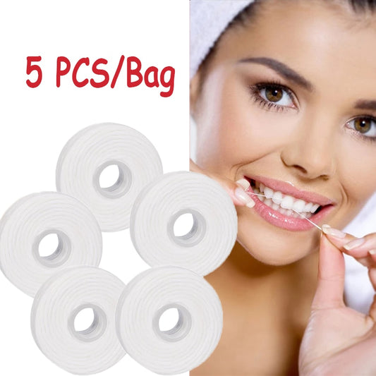 5 Rolls Dental Flosser – 50m Built-In Spool for Convenient Oral Hygiene