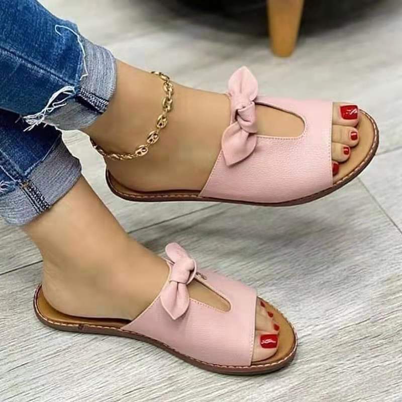 Summer Women Slippers Shoes Cute Butterfly-Knot Flats Casual Sandals