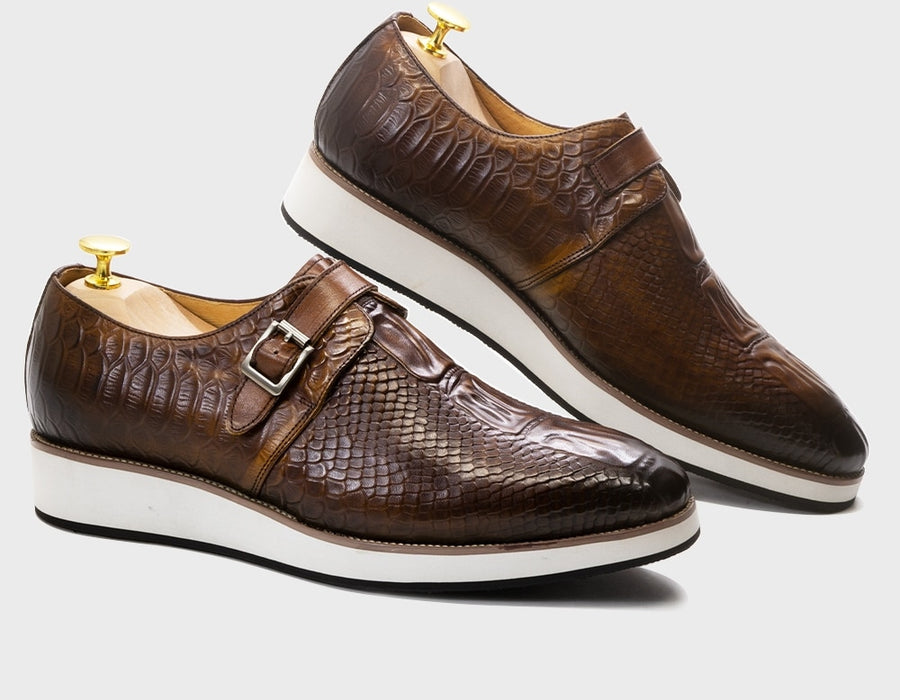 Mens Casual Shoes Genuine Leather Crocodile Pattern Classic Shoe for Men
