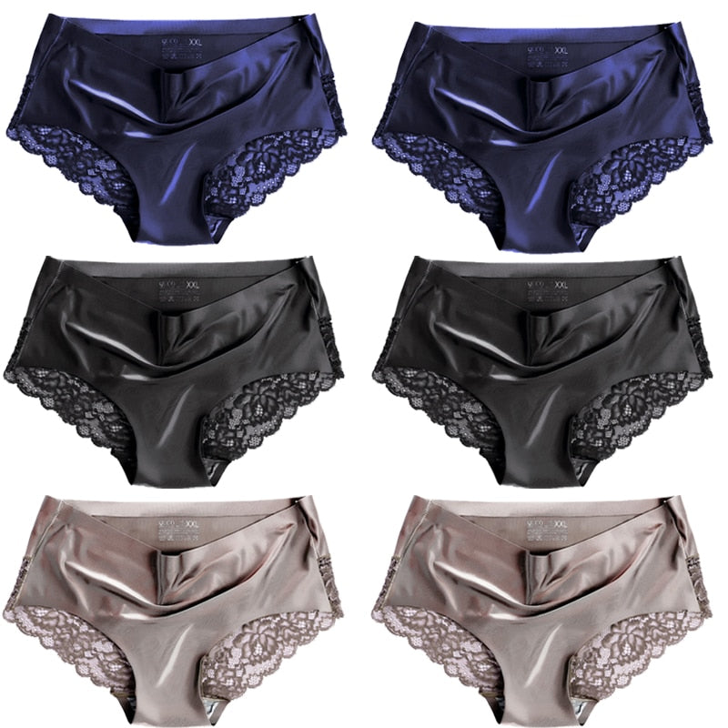 6pcs/lot QUCO brand women underwear Ice silk seamless lace briefs sexy