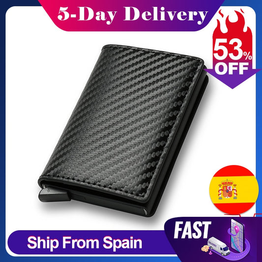 DIENQI Carbon Fiber RFID Blocking Men&#39;s Credit Card Holder