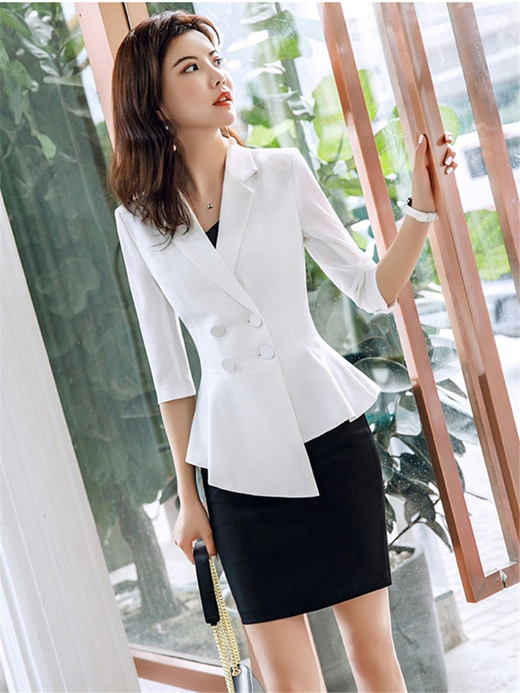 Red Skirt Suit 2 Pieces Set Fashion Business Women Suit Office Ladies Work Wear Uniform