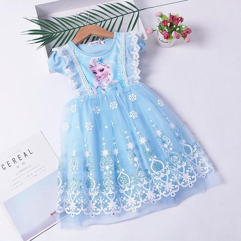 Winter Fleece Kids Dresses for Girls Vestidos Fashion Frozen