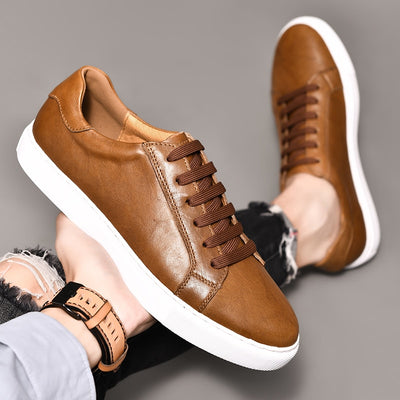 Men Shoes Genuine Leather Casual Shoes Fashion Sneakers British style — view 1 of men's clothing