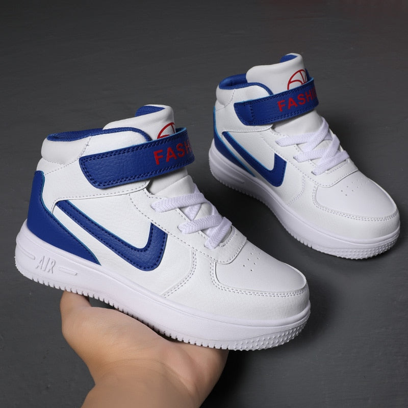 High Top Kids Running Shoes Classic Fashion Basketball Shoes for Boys Girls White Sports Shoes